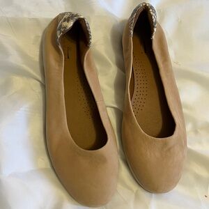 Caslon Tan Ballet Flats with Snakeskin Accent